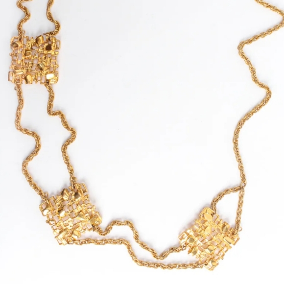 Vintage Modernist Brutalist Plate Chain Belt - Picture 7 of 11